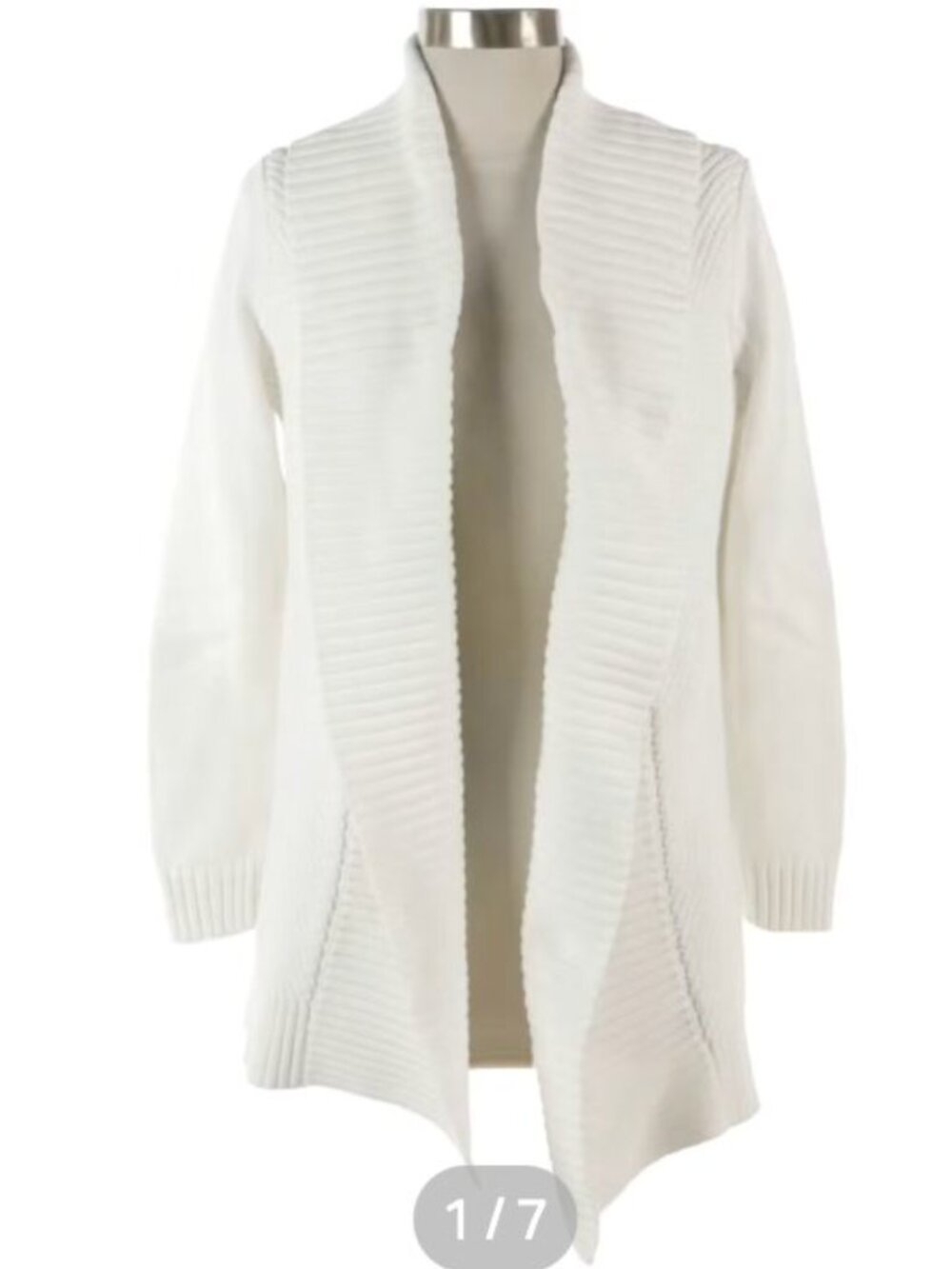 Lauren Ralph Lauren White Knit Cotton Shawl Collar Cardigan
